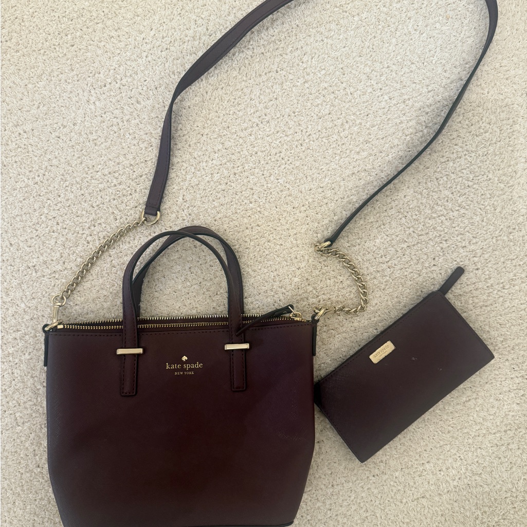 Kate Spade Burgundy Crossbody Bag And Wallet